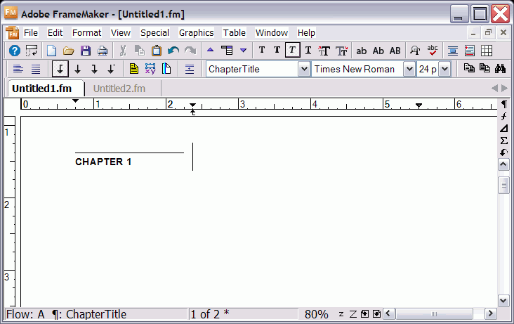 Adobe FrameMaker 8 Tabbed Interface