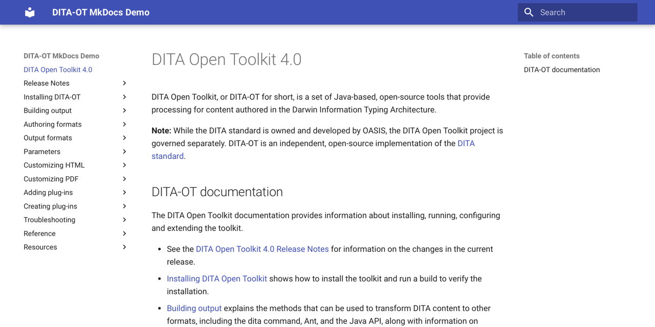 MkDocs Material demo site